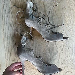 Lace up suede heels